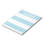 Light Blue Rugby Stripes Personalisiert Notizblock (Rotiert)