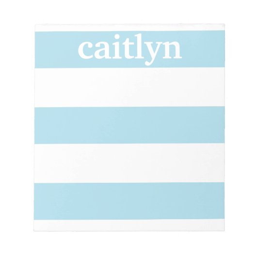 Light Blue Rugby Stripes Personalisiert Notizblock (Vorderseite)
