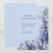 Light Blue Rustic Spring Lavender Frame Einladung (Vorne/Hinten)