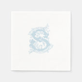 Light Blue "S" Monogram Cocktail Napkins Serviette (Vorderseite)