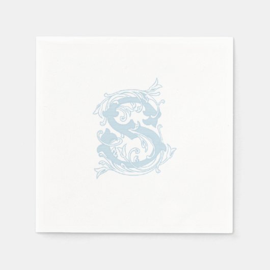 Light Blue "S" Monogram Cocktail Napkins Serviette (Vorderseite)