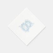 Light Blue "S" Monogram Cocktail Napkins Serviette (Ecke)