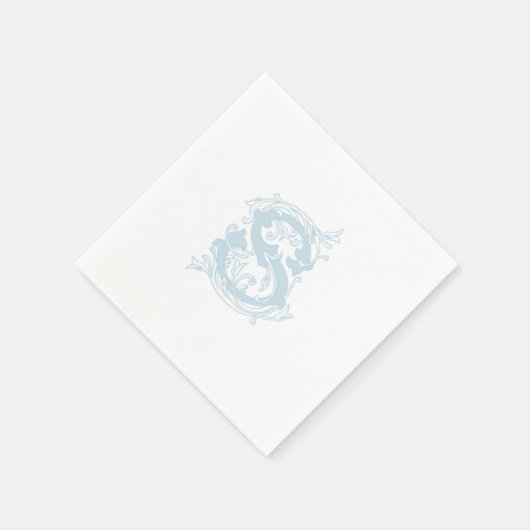 Light Blue "S" Monogram Cocktail Napkins Serviette (Ecke)