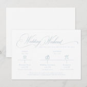 Light Blue "S" Monogram Wedding Card Begleitkarte (Vorne/Hinten)