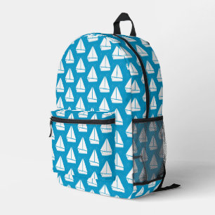 Light Blue Sailboat Pattern Bedruckter Rucksack