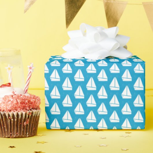 Light Blue Sailboat Pattern Geschenkpapier (Geburtstagsparty)