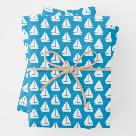 Light Blue Sailboat Pattern Geschenkpapier Set (Beispiel)