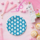 Light Blue Sailboat Pattern Pappteller (Party)