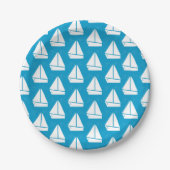 Light Blue Sailboat Pattern Pappteller (Vorderseite)