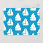 Light Blue Sailboat Pattern Postkarte (Vorderseite)
