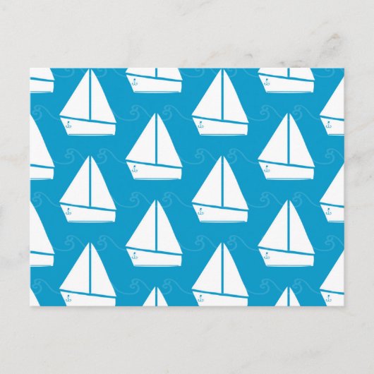 Light Blue Sailboat Pattern Postkarte (Vorderseite)