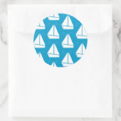Light Blue Sailboat Pattern Runder Aufkleber (Tasche)