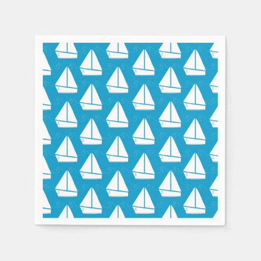 Light Blue Sailboat Pattern Serviette (Vorderseite)