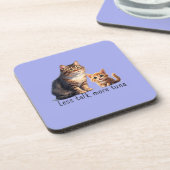 Light Blue Sassy Cat Theme Hard Plastic Untersetze Getränkeuntersetzer (Linke Seite)