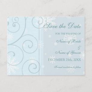 Light Blue Save the Date Winter Wedcard Ankündigungspostkarte
