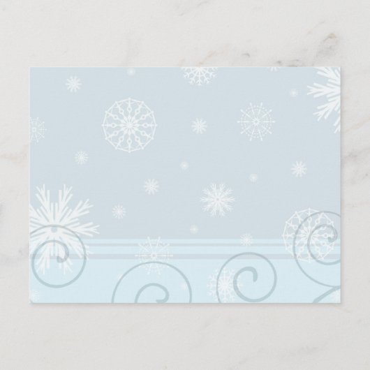 Light Blue Save the Date Winter Wedcard Ankündigungspostkarte (Rückseite)