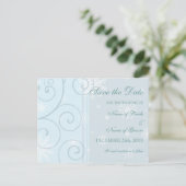 Light Blue Save the Date Winter Wedcard Ankündigungspostkarte (Stehend Vorderseite)