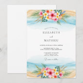 Light Blue Scenic Tropical Wedding Einladung (Vorne/Hinten)