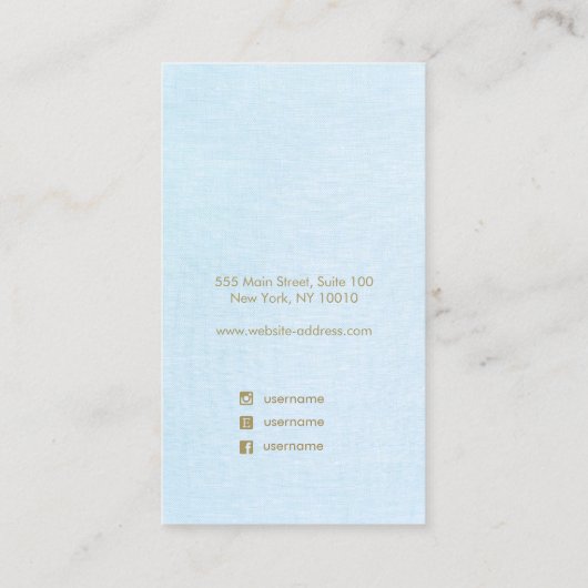 Light Blue Script Earring Display Visitenkarte (Rückseite)