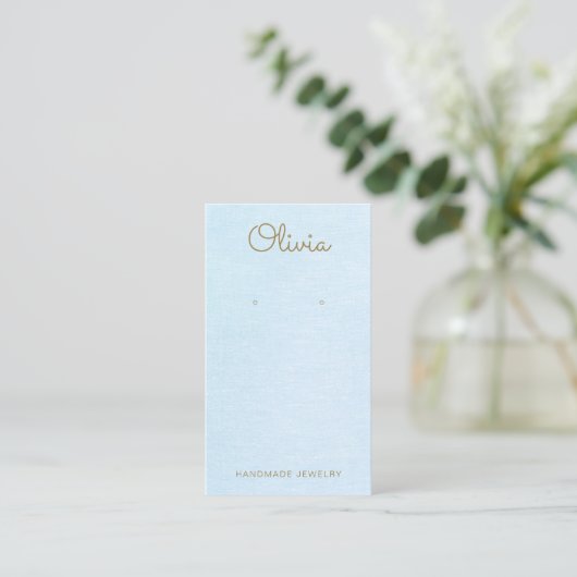 Light Blue Script Earring Display Visitenkarte (Stehend Vorderseite)