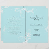 Light Blue Scrollwork Folded Wedding Programm (Vorne/Hinten)