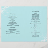 Light Blue Scrollwork Folded Wedding Programm (Rückseite)
