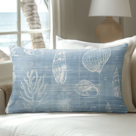 Light Blue Seashells Lumbar Pillow Lendenkissen