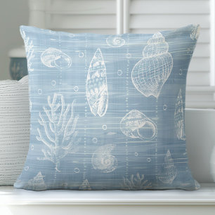Light Blue Seashells Throw Pillow Kissen