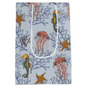 Light Blue Seepferd Serenade Custom Foto & Text Mittlere Geschenktüte (Rückseite)