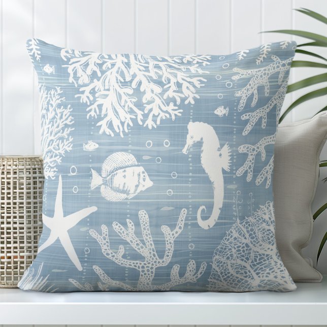Light Blue Seepferd Throw Pillow Kissen (Von Creator hochgeladen)