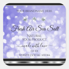 Light Blue Shimmer Glitzer Produktkennzeichnungen  Quadratischer Aufkleber