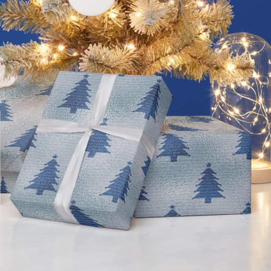Light Blue Silent Night Weihnachtsbaum Geschenkpapier (Feiertage)