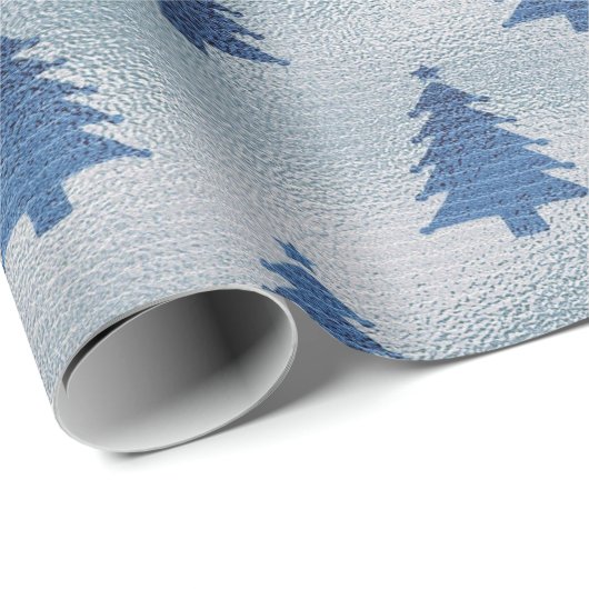 Light Blue Silent Night Weihnachtsbaum Geschenkpapier (Rolleneckpunkt)