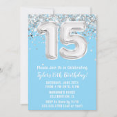 Light Blue Silver 15. Geburtstagsparty Einladung (Vorderseite)