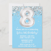 Light Blue Silver 8. Geburtstagsparty Einladung (Vorderseite)