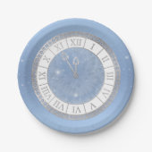 Light Blue Silver Cinderella Clock Princess Party Pappteller (Vorderseite)