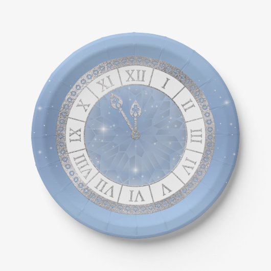 Light Blue Silver Cinderella Clock Princess Party Pappteller (Vorderseite)