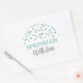 Light Blue Silver Confetti mit Liebe gesprinklt Runder Aufkleber (Umschlag)