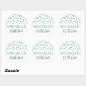 Light Blue Silver Confetti mit Liebe gesprinklt Runder Aufkleber (Blatt)