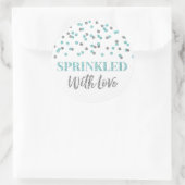 Light Blue Silver Confetti mit Liebe gesprinklt Runder Aufkleber (Tasche)