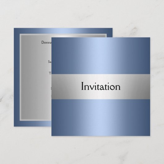 Light Blue Silver Party Einladung (Vorne/Hinten)