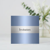 Light Blue Silver Party Einladung (Stehend Vorderseite)