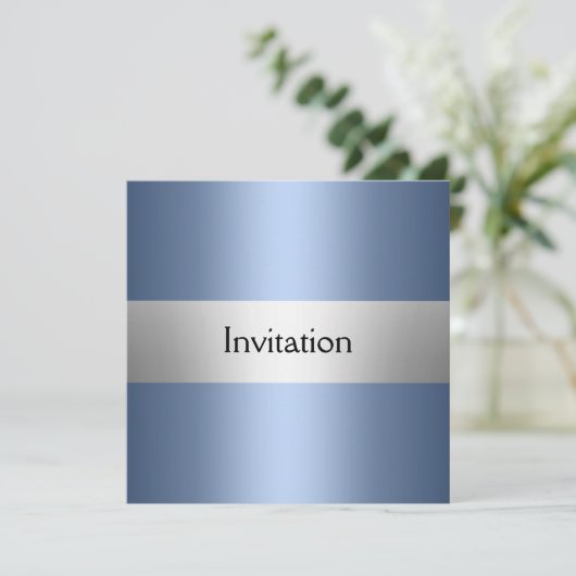 Light Blue Silver Party Einladung (Stehend Vorderseite)