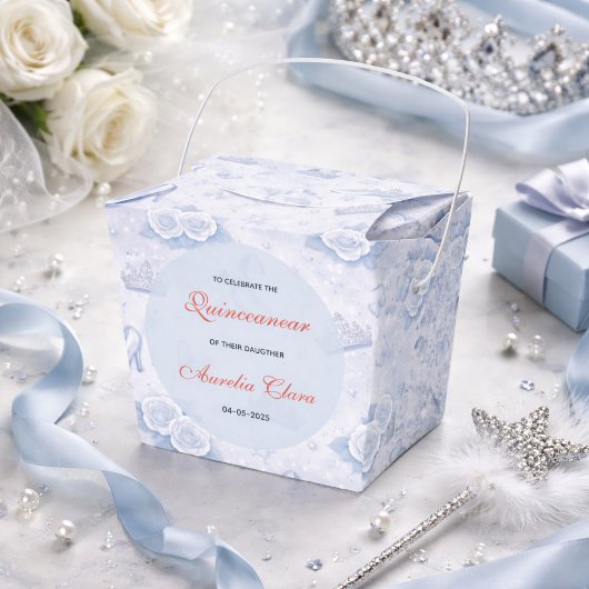 Light Blue Silver Princess Quinceanera Birthday  Geschenkschachtel