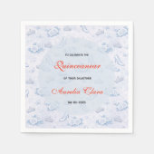 Light Blue Silver Princess Quinceanera Birthday  Serviette (Vorderseite)