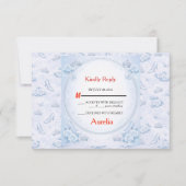Light Blue Silver Princess Quinceañera RSVP Karte (Vorderseite)