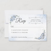 Light Blue Silver Princess Shoe Elegante Wedding RSVP Karte (Vorderseite)