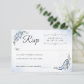 Light Blue Silver Princess Shoe Elegante Wedding RSVP Karte (Stehend Vorderseite)