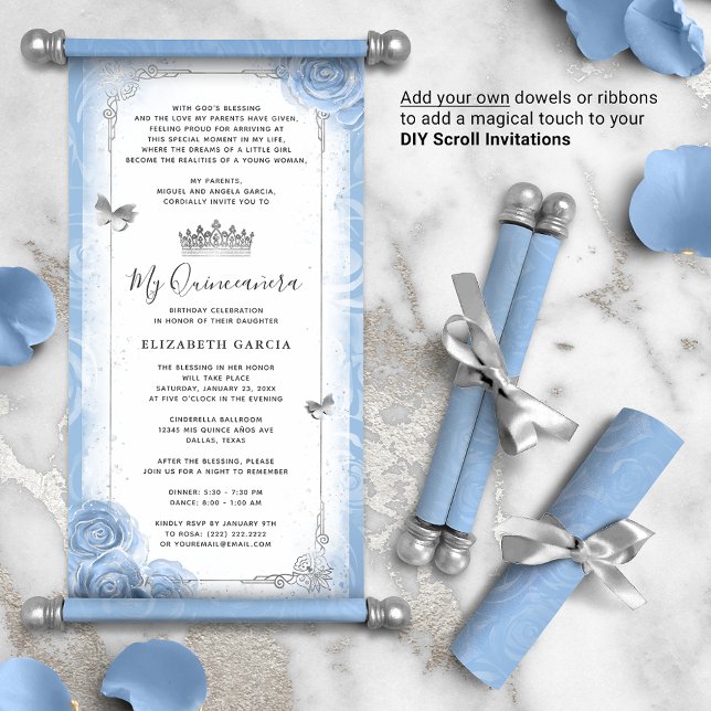 Light Blue Silver Quince DIY Scroll (DIY scrolls do not come with dowels. Add your own or roll up with a ribbon for an elegant touch!)