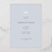 Light Blue Silver Seashell Wedding invitation Folieneinladung (Vorderseite)